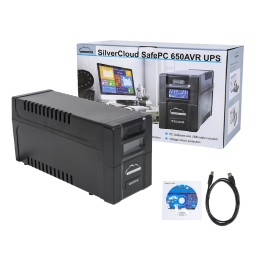 UPS SilverCloud SafePC 650AVR putere 360W  ecran LCD software monitorizare PC