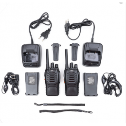 Statie radio UHF portabila PNI PMR R40, Walkie-Talkie, set 2 buc, acumulatori 1200mAh, casti incluse