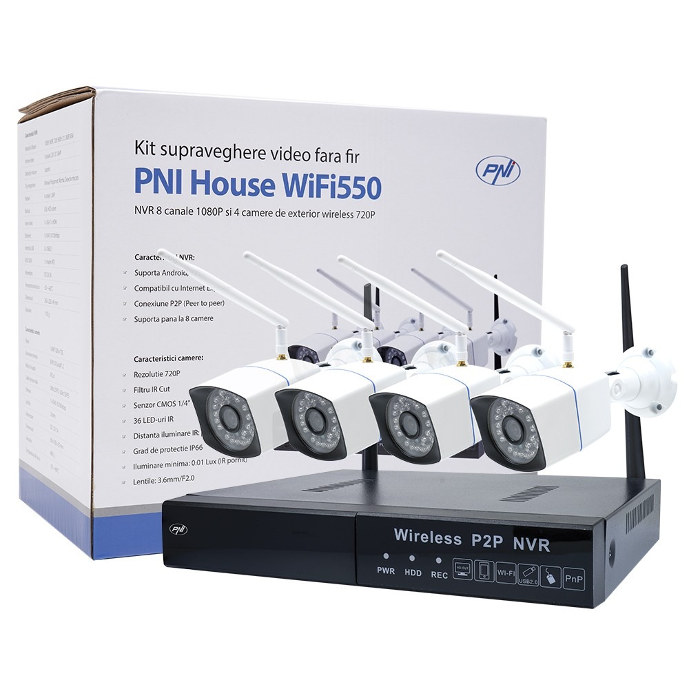 screen Hardness rejection Kit supraveghere video PNI House WiFi550 NVR 8 canale 1080P si 4 camere  wireless de exterior
