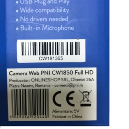 Camera Web PNI CW1850 Full HD 1080P 2MP USB microfon incorporat