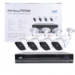 Kit supraveghere video AHD PNI House PTZ1300 Full HD - NVR si 4 camere exterior 2MP full HD 1080P