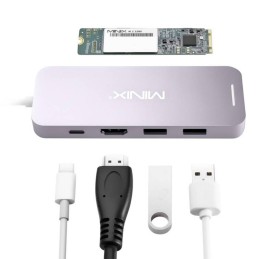 Adaptor multiport USB-C Minix NEO-S2GR cu Solid State Drive (SSD) 240Gb inclus